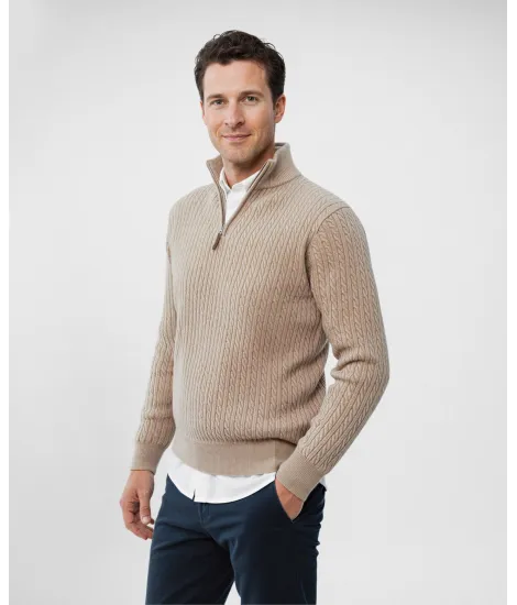 Polo con Cremallera Beige| JOHN TWEED