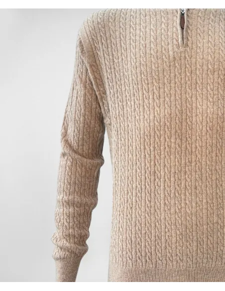 Polo con Cremallera Beige| JOHN TWEED