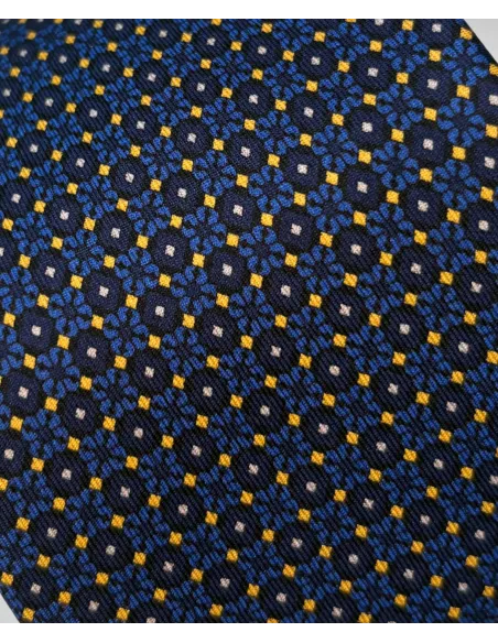 Corbata Marino con Diseño Amarillo| JOHN TWEED