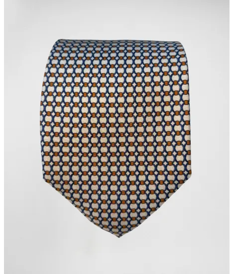 Corbata Beige con Diseño Marino| JOHN TWEED