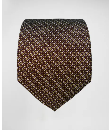 Beige Tie with Navy Pattern| JOHN TWEED TAILORED