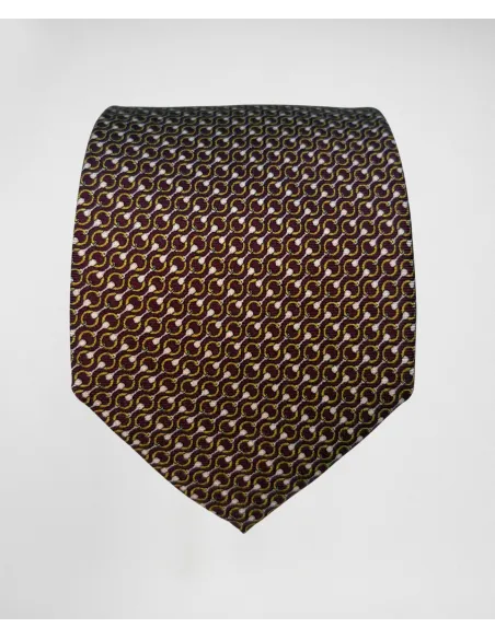 Beige Tie with Navy Pattern| JOHN TWEED TAILORED
