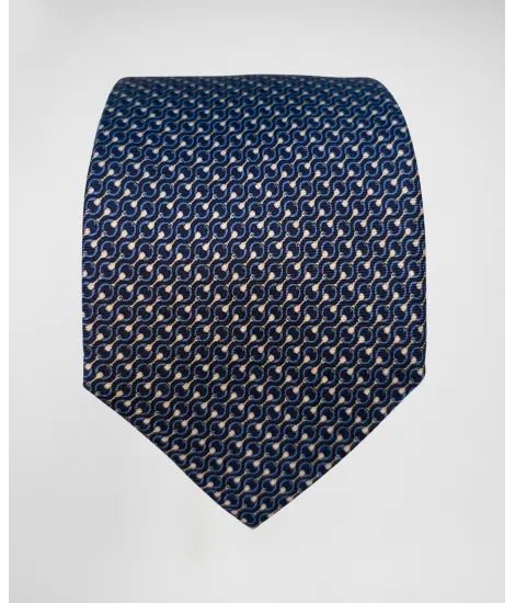 Corbata Azul con Diseño Beige| JOHN TWEED
