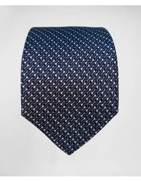 Corbata Azul con Diseño Beige| JOHN TWEED