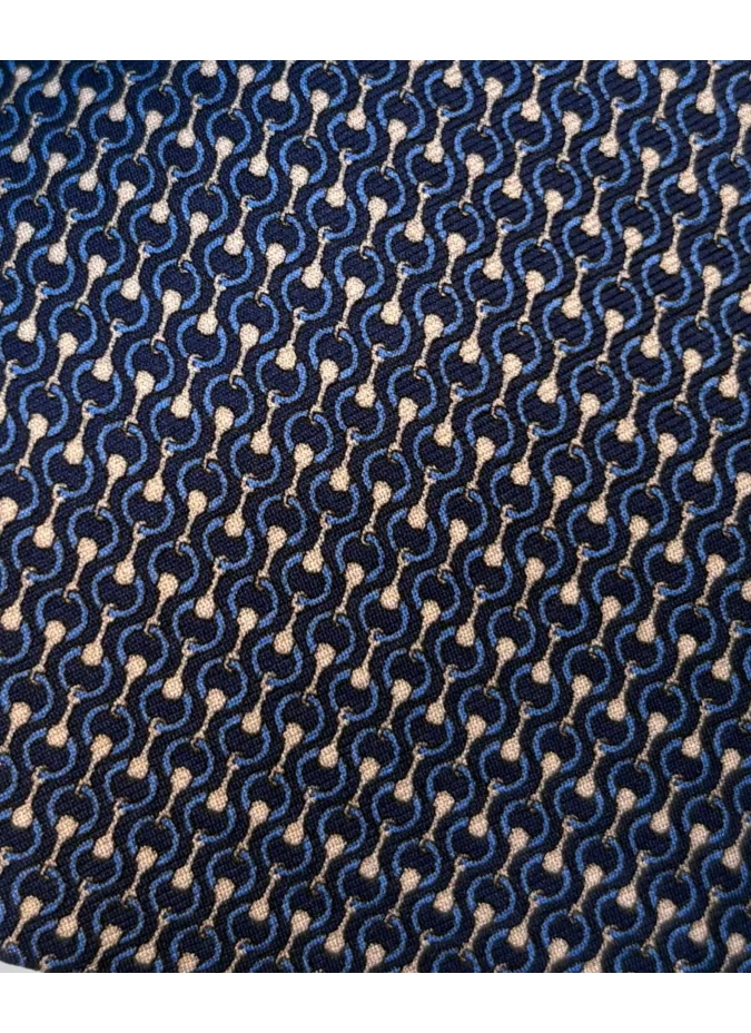 Blue Tie with Beige Pattern| JOHN TWEED TAILORED