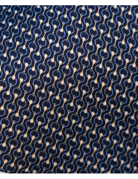 Blue Tie with Beige Pattern| JOHN TWEED TAILORED