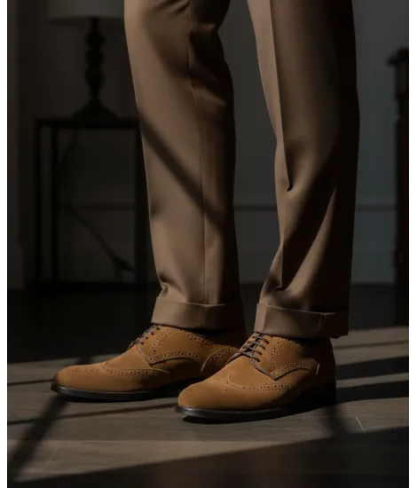 Camel Brogue Shoe| JOHN TWEED TAILORED