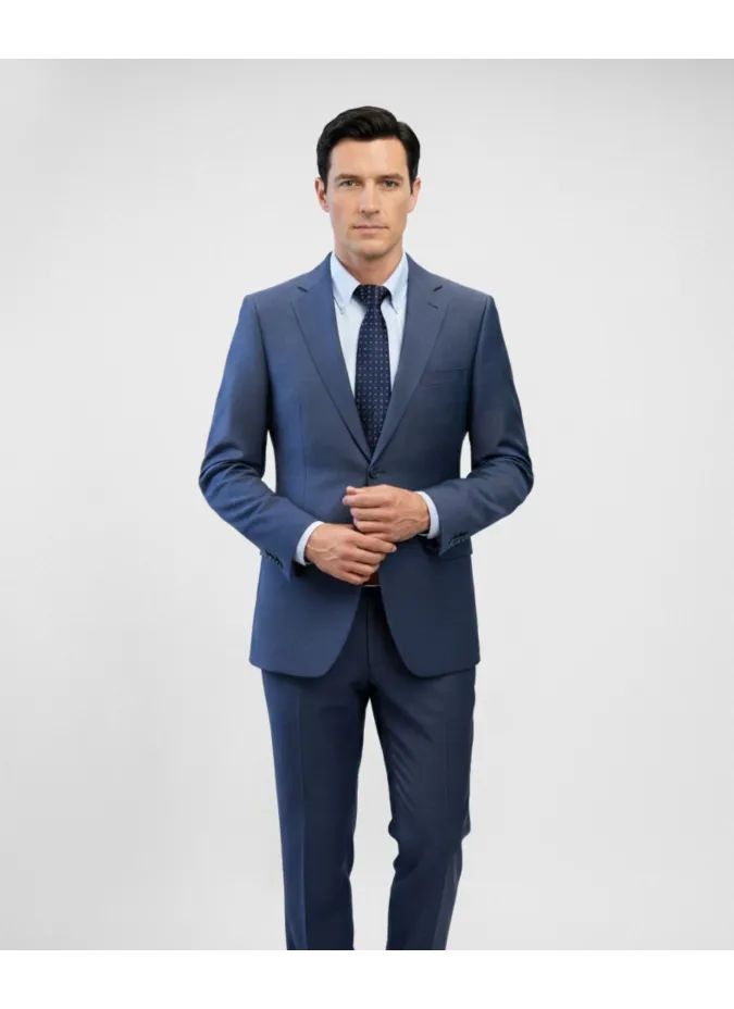 Traje Azul Falso Liso| JOHN TWEED