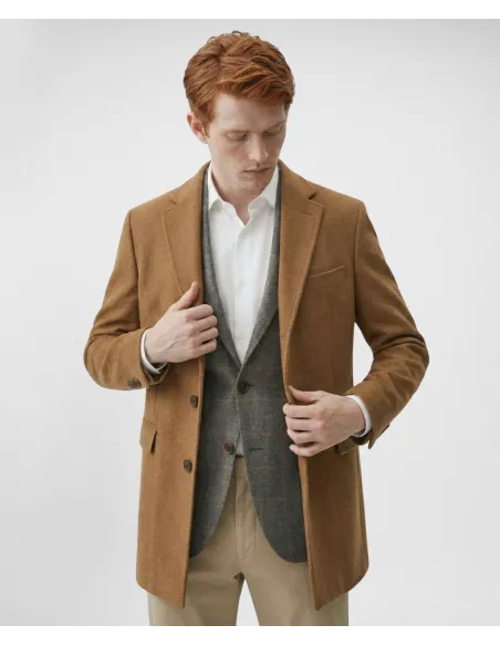CAMEL WOOL/MOHAIR OVERCOAT | JOHN TWEED TAILORED