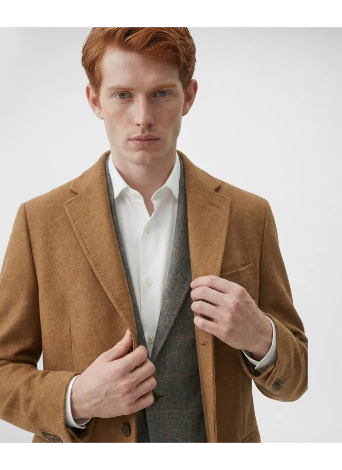 CAMEL WOOL/MOHAIR OVERCOAT | JOHN TWEED TAILORED