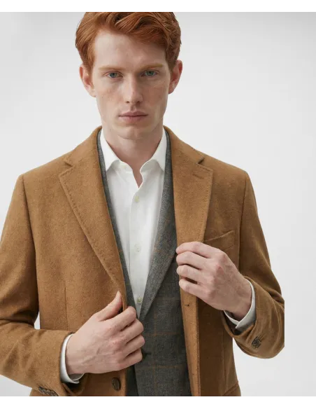 CAMEL WOOL/MOHAIR OVERCOAT | JOHN TWEED TAILORED