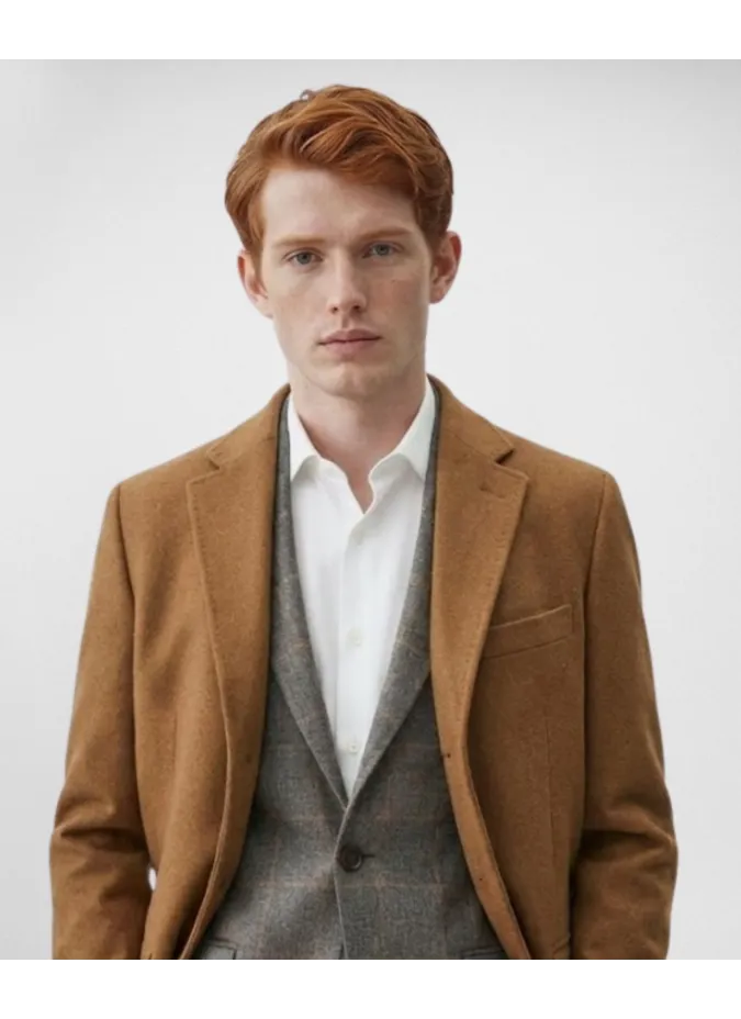 CAMEL WOOL/MOHAIR OVERCOAT | JOHN TWEED TAILORED