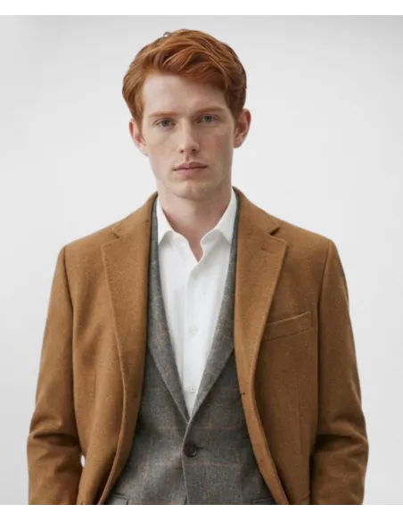 CAMEL WOOL/MOHAIR OVERCOAT | JOHN TWEED TAILORED