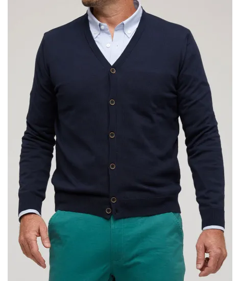 Cardigan Marinho Algodão | John Tweed Tailored 2
