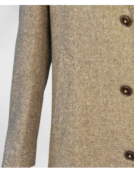 Beige Herringbone Wool Overcoat| JOHN TWEED TAILORED