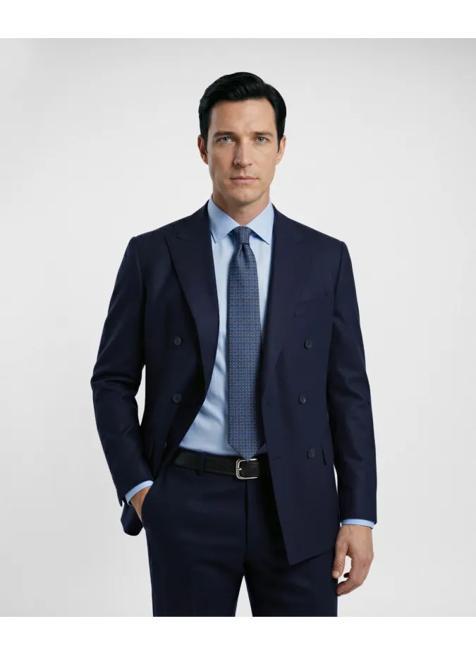 Traje Cruzado Liso Azul Marino| JOHN TWEED