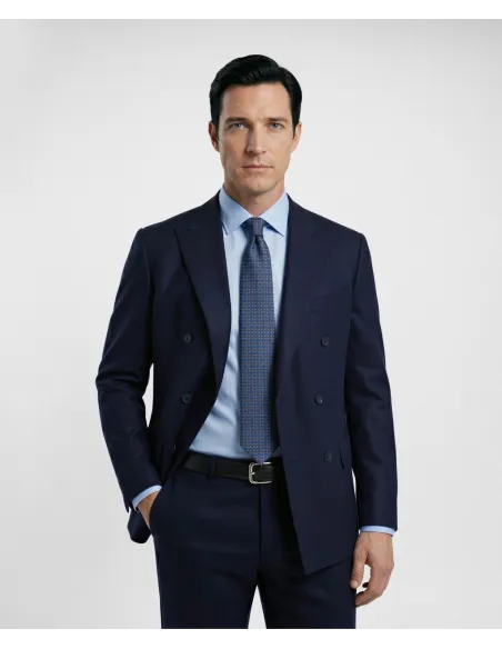 Traje Cruzado Liso Azul Marino| JOHN TWEED