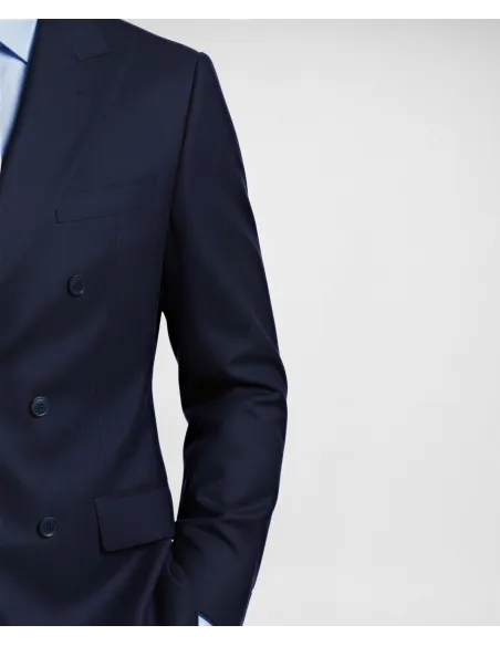 Plain Navy Blue Double-Breasted Suit| JOHN TWEED TAILORED