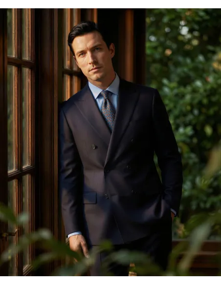 Traje Cruzado Liso Azul Marino| JOHN TWEED