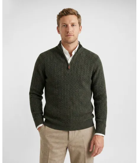 Polo com Fecho Verde Seco| JOHN TWEED TAILORED