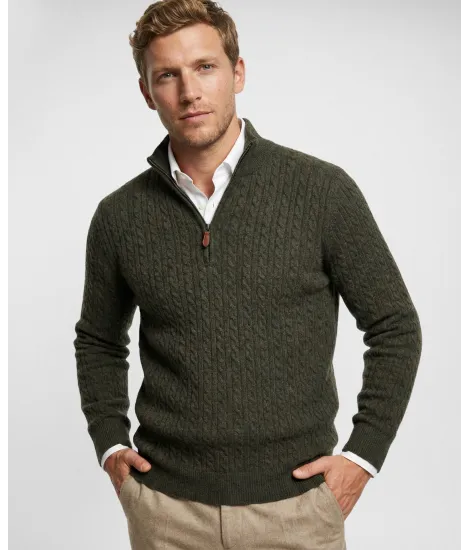 Polo con Cremallera Verde Seco| JOHN TWEED 2