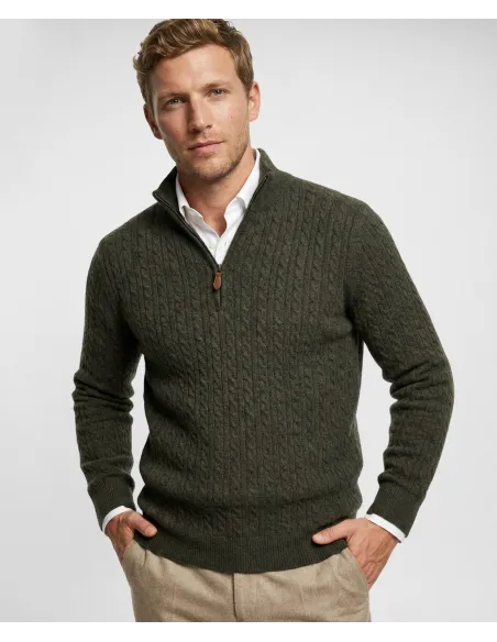 Polo Shirt with Zipper – Dry Green| JOHN TWEED TAILORED