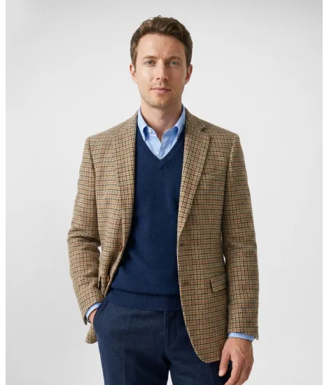 Camel Check Wool Blazer| JOHN TWEED TAILORED
