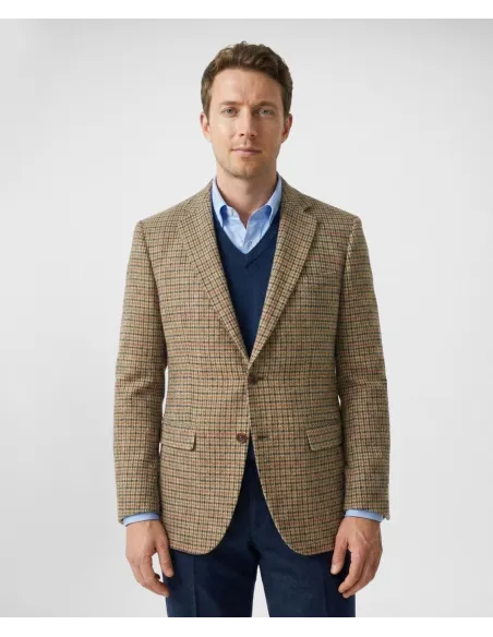 Camel Check Wool Blazer| JOHN TWEED TAILORED
