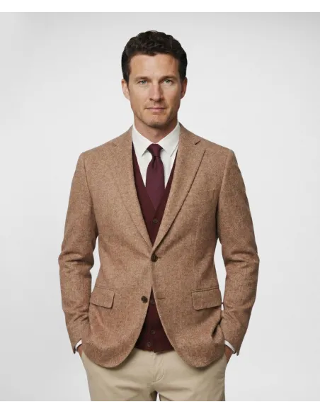 Camel Faux-Plain Blazer| JOHN TWEED TAILORED
