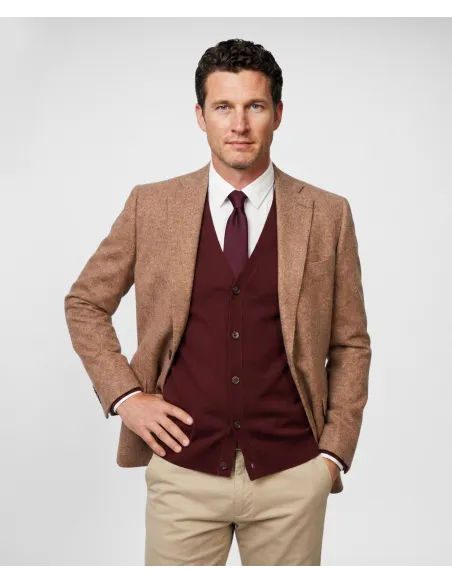 Camel Faux-Plain Blazer| JOHN TWEED TAILORED