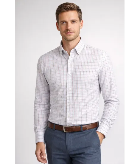 Beige Checked Viyella Shirt| JOHN TWEED TAILORED