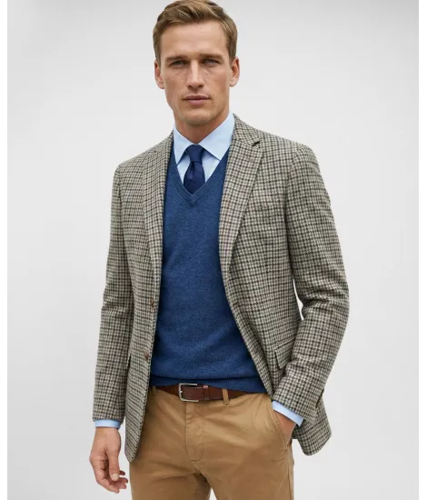 Blazer Pied Poule Camel| JOHN TWEED TAILORED