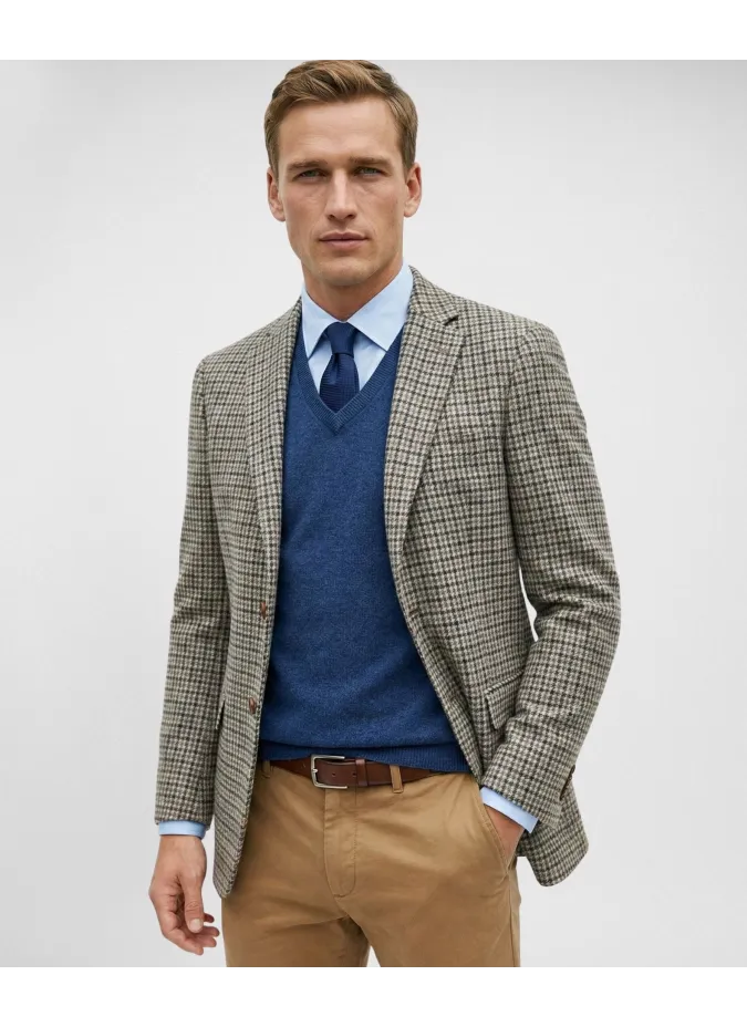 Blazer Pied Poule Camel| JOHN TWEED TAILORED