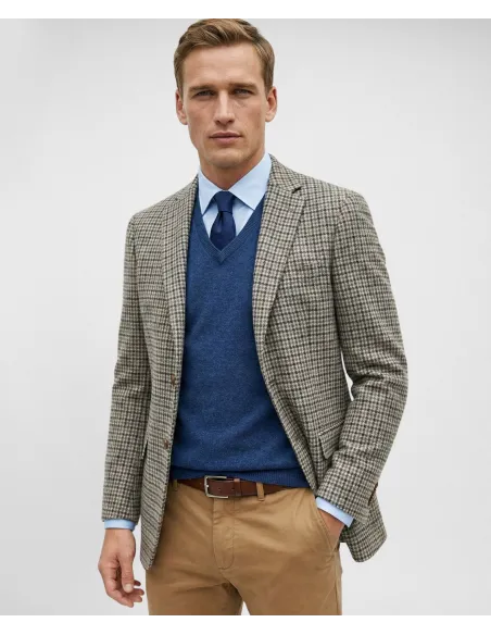 Blazer Pied Poule Camel| JOHN TWEED TAILORED