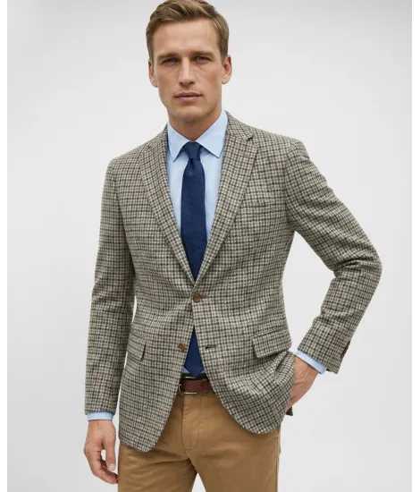 Camel Houndstooth Blazer| JOHN TWEED TAILORED 2