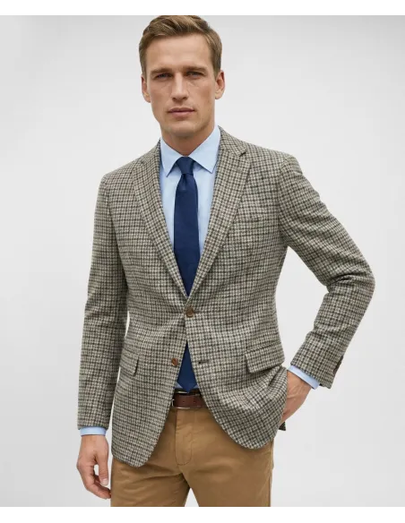 Blazer Pied Poule Camel| JOHN TWEED TAILORED