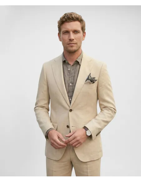 Beige Linen Blazer| JOHN TWEED TAILORED