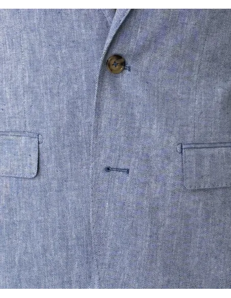 Blazer de algodón y lino espiga azul claro