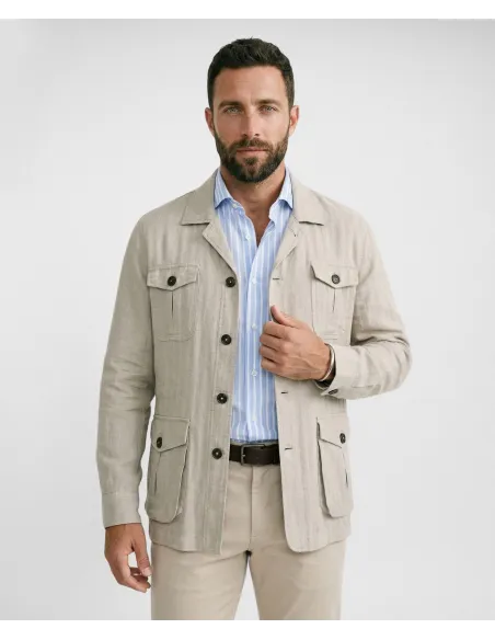 Parka de Linho e Algodão Bege| JOHN TWEED TAILORED