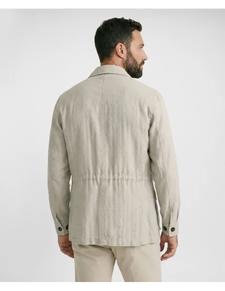 Beige Linen and Cotton Parka| JOHN TWEED TAILORED