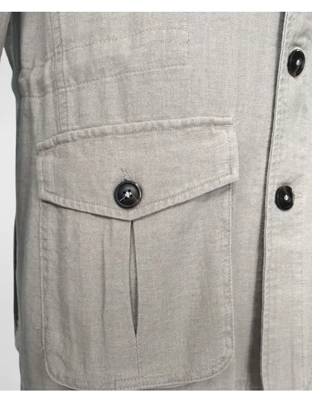 Beige Linen and Cotton Parka| JOHN TWEED TAILORED