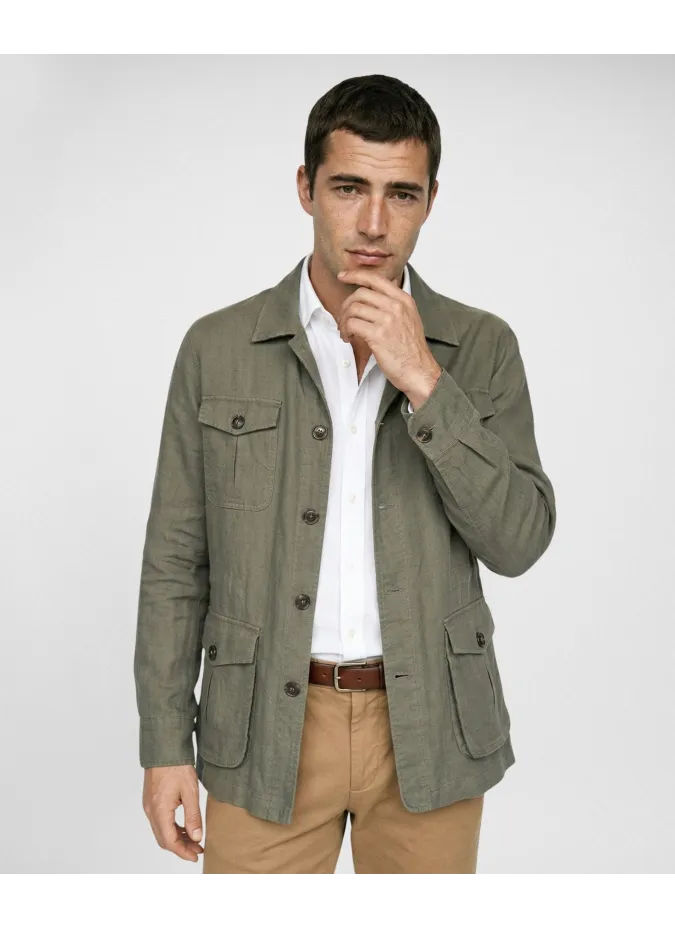 Green Linen and Cotton Parka| JOHN TWEED TAILORED