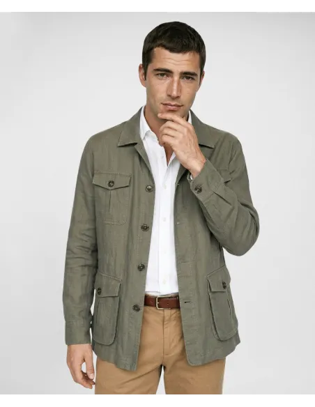 Green Linen and Cotton Parka| JOHN TWEED TAILORED