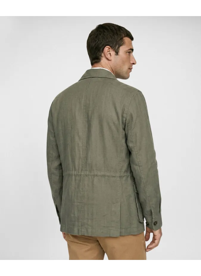 Green Linen and Cotton Parka| JOHN TWEED TAILORED