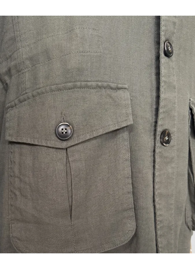 Parka de lino y algodón verde| JOHN TWEED