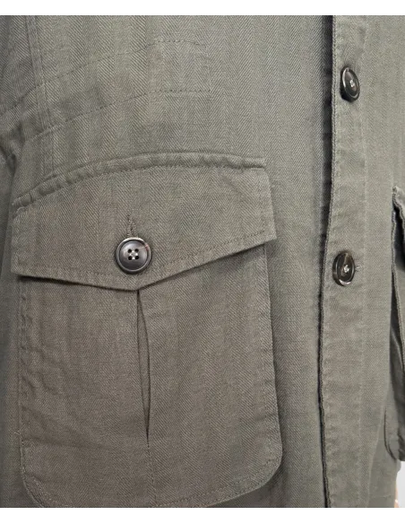 Green Linen and Cotton Parka| JOHN TWEED TAILORED