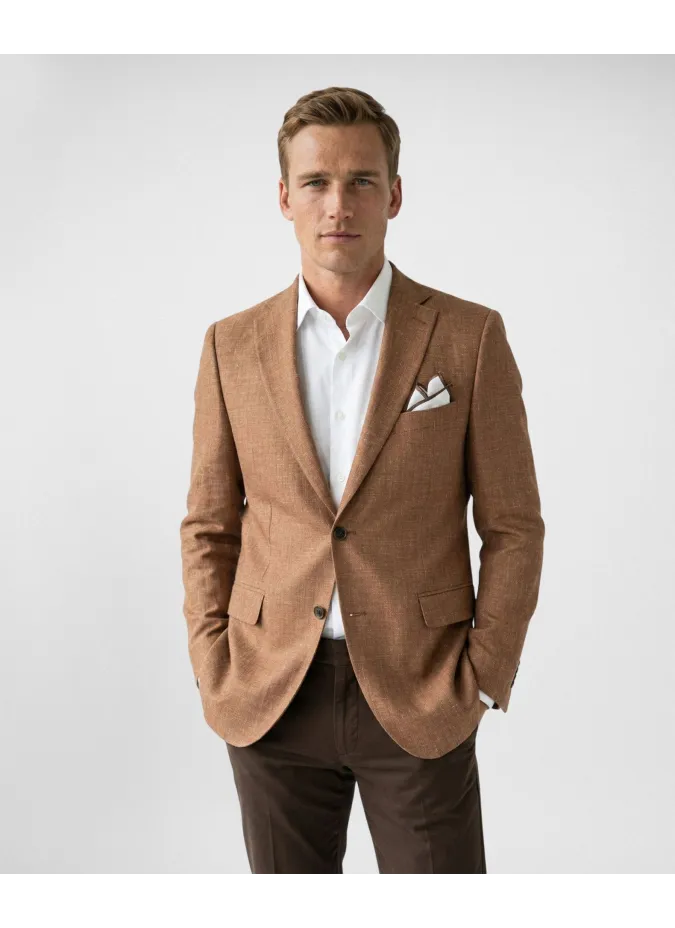 Blazer de Lana Espiga Camel| JOHN TWEED