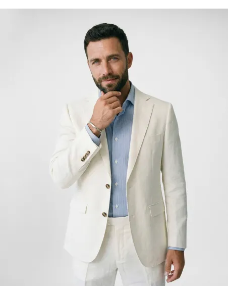 Pantalon de Lino Blanco Perla