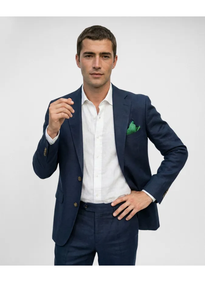 Navy Linen Trousers