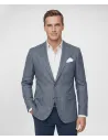 Blazer de Algodón y Lino Espiga Azul Oscuro